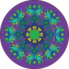 Indian Traditional and Cultural Rangoli, Alpona, Kolam, or Paisley vector line art. Bengal Art India. centuries-old Bengali art tradition of the Bengal region, for textile printing, logo, wallpaper	