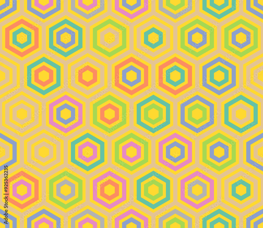 Poster honeycomb mosaic hexagons background. plain hexagon frames. large honeycomb cells. multiple tones co
