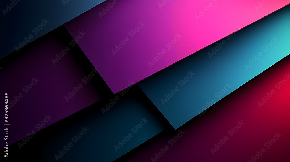Poster a vibrant abstract design featuring layered geometric shapes in gradient colors.