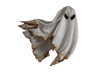 Floating scary white fabric ghosts for Halloween parties to celebrate the night holiday. Creepy...