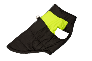 Dog warm fleece puffer vest coat for cold Weather. Pet jacket quilted vest clothes for Cat on an isolated background.