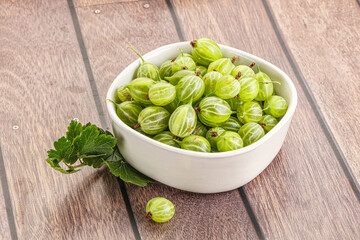 Sweet ripe gooseberries in the bowl