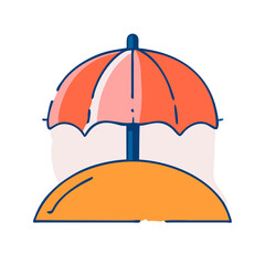 Beach umbrella icon on a transparent background Summer Icon Cartoon illustration Sticker design
