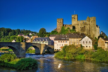 Castle Runkel and River Lahn in Germany