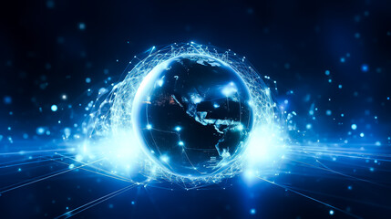 Obraz premium A world with a world map on the bottom, background with globe and stars, background with globe, earth in space