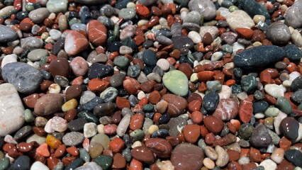 Colorful stones on the beach in Rhodes, Greece