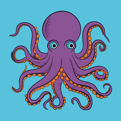 Obraz premium Realistic hand-drawn octopus cartoon illustration