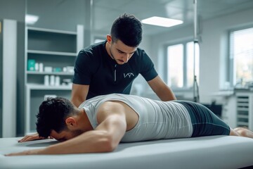 Obraz premium Physical Therapist Giving Sports Massage to Athlete