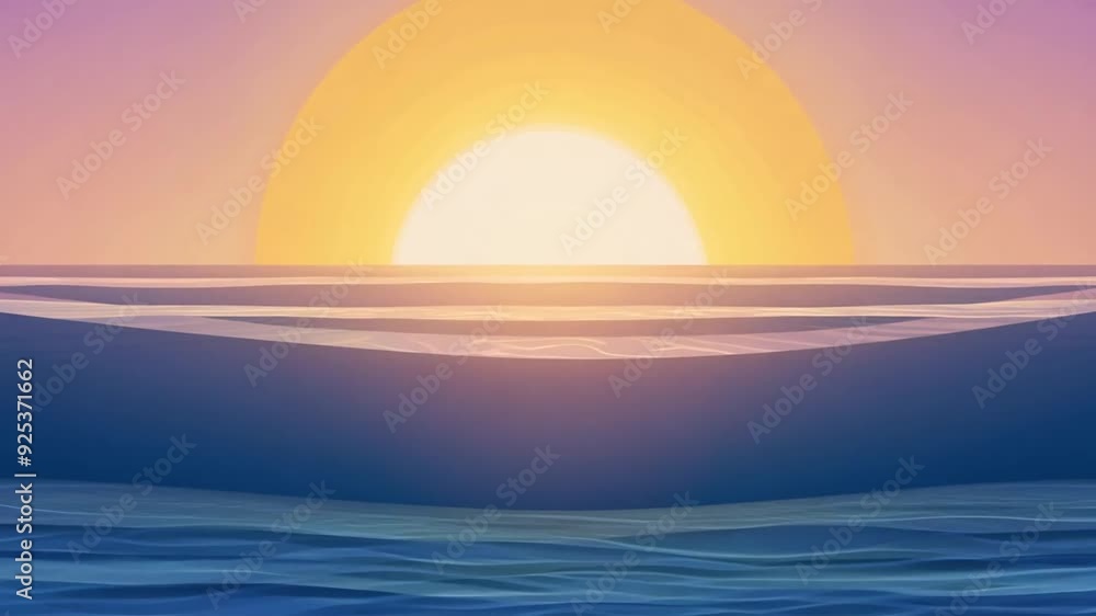 Poster calm ocean waves at sunset creating a serene atmosphere generative ai