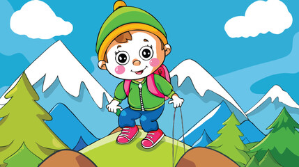 coloring page simple drawing of cartoon character  Rock Climbing, coloring book 