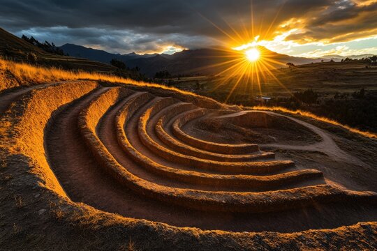 Moray Sunset: Sacred Valley of the Incas, Peru with Inca Agricultural Ruins