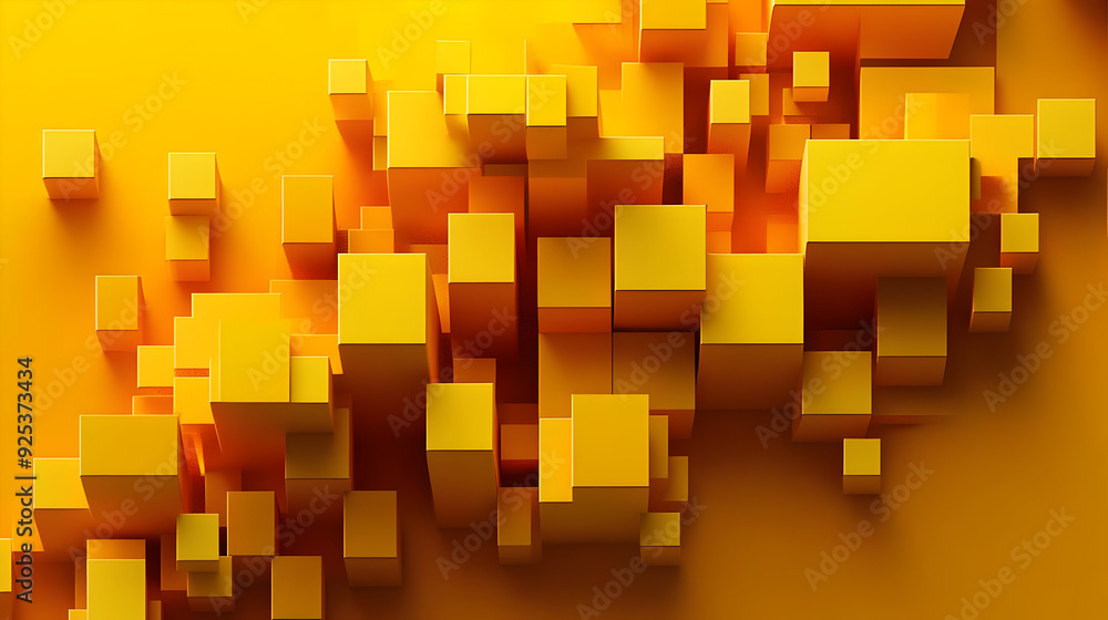 Aufkleber a vibrant arrangement of yellow 3d cubes creating a dynamic geometric pattern.