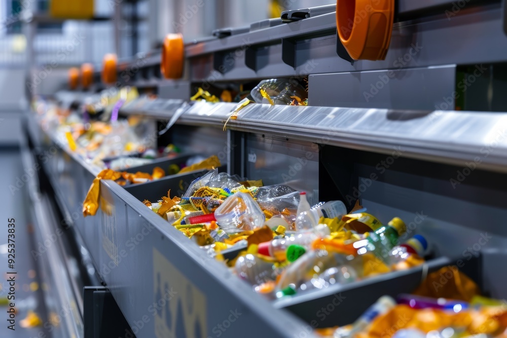 Poster innovative waste sorting machine in action - modern recycling technology for efficient waste managem