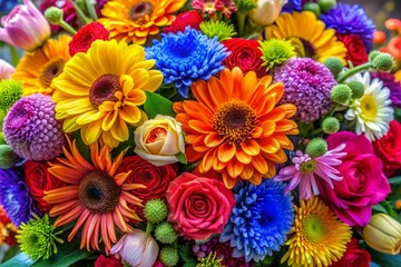 A bouquet of flowers with a rose in the middle