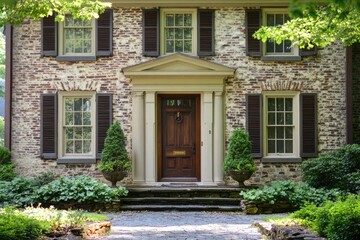 Philadelphia Home. New Colonial Style House in Suburban Pennsylvania with Unique Door Design