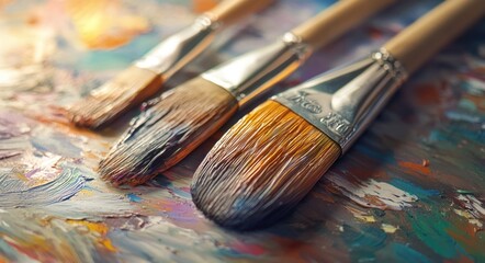 Obraz premium Sketchbook Human. Wooden Brush for Art Class with Paint and Canvas