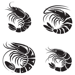 Obraz premium Shrimp Silhouette Vector Set, This is an editable and printable vector