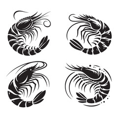 Obraz premium Shrimp Silhouette Vector Set, This is an editable and printable vector