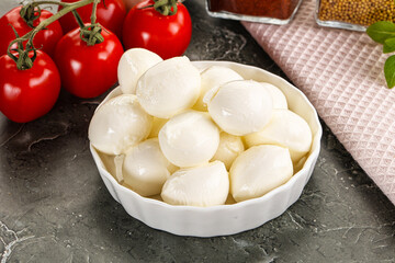 Mini mozarella cheese bolls heap