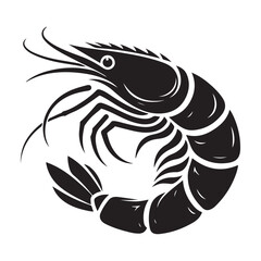 Shrimp Silhouette Vector, This is an editable and printable vector