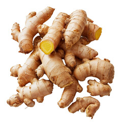 Fresh ginger on transparent background