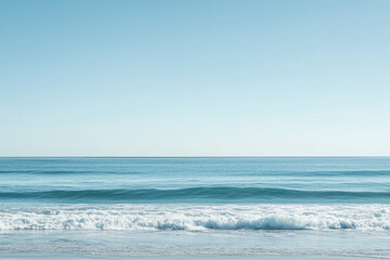 A Tranquil Ocean Horizon with Gentle Waves Beneath a Clear Sky, Inviting Peace and Reflection in Nature's Beauty of the Sea.