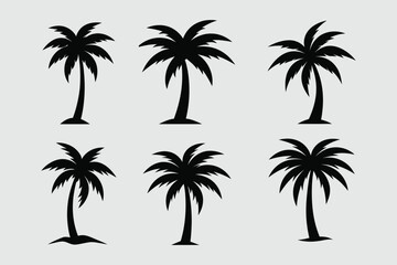 Palm Tree Line Art Silhouette Vector Abstract Geometric Palm Tree Illustration Cute Kawaii Mascot Logo Clipart
