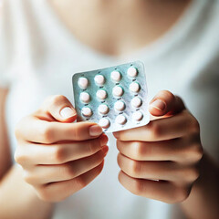 Contraception,and,pregnancy,,menstruation,concept,,birth,control,pills,asian,young,woman,hand,holding,hormonal,oral,contraceptives,medicine,,take,pharmaceutical,to,prevention,,safe,virus,sex,disease.,