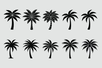 Palm Tree Line Art Silhouette Vector Abstract Geometric Palm Tree Illustration Cute Kawaii Mascot Logo Clipart