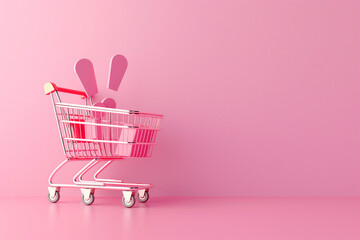 Exclamation marks inside shopping cart, banner, poster, social media post mockup. Black Friday, discount message, giveaway, big sale, Cyber Monday. Warning sign, alert, error, alarm, danger symbol