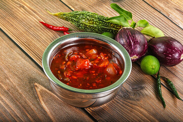 Asian cuisine - prawn in hot garlic sauce