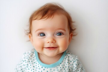 Naklejka premium portrait of a little child. Portrait newborn baby happy over white background