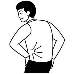 Fototapeta premium Dolor de espalda line art vector illustration