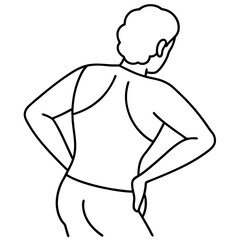 Dolor de espalda line art vector illustration