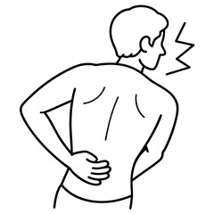 Dolor de espalda line art vector illustration