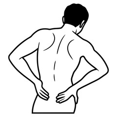 Fototapeta premium Dolor de espalda line art vector illustration