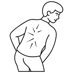 Fototapeta premium Dolor de espalda line art vector illustration