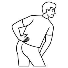 Fototapeta premium Dolor de espalda line art vector illustration