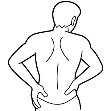 Dolor de espalda line art vector illustration