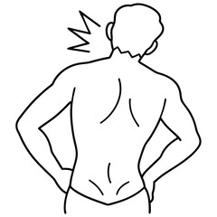 Dolor de espalda line art vector illustration