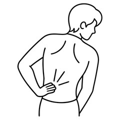 Dolor de espalda line art vector illustration