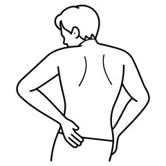 Dolor de espalda line art vector illustration