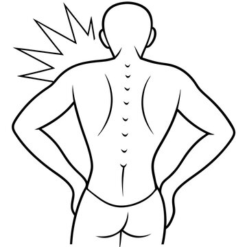 Dolor de espalda line art vector illustration