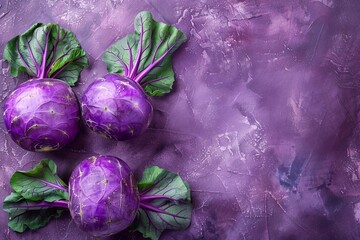 Purple Kohlrabi on Violet Background