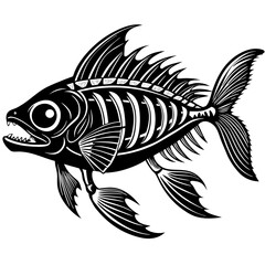 Stealth Skeleton Predator Fish Skeleton art vector illustration