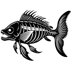 Stealth Skeleton Predator Fish Skeleton art vector illustration