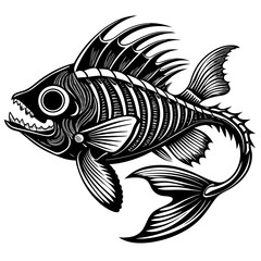 Stealth Skeleton Predator Fish Skeleton art vector illustration