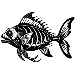 Stealth Skeleton Predator Fish Skeleton art vector illustration