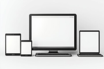 Multiple responsive screen and mobile devices mockup created with Generative AI