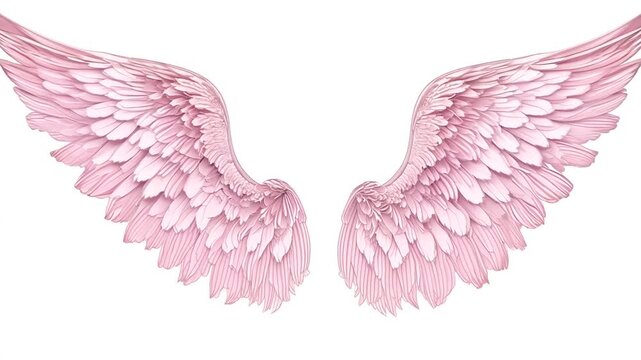 Beautiful Realistic Pastel Pink Angel Wings With Detailed Feathers Generative AI